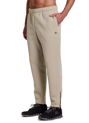 RBX Active Men's Fleece Sweatpants, Adjustable Straight Leg Fleece Pants for Men Workout Joggers with Pockets, Ankle Zippers