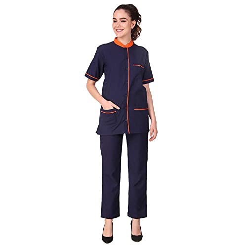 BSF Uniforms Womens Cotton Half Sleeves Navy Blue Large Size Scrub Suit:- Ideal for Surgeons, Doctors, Nurses, Dentists and Healthcare Professionals (B099KPK3K9) Amazon Price History, Amazon Price Tracker