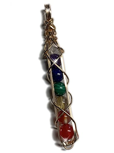 Rocks2Rings Natural Chakra Healing Necklace 7 Crystal Pendant Energy Balancing Reiki Wire Wrapped...