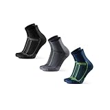 [DANISH ENDURANCE] 長距離走用靴下, マルチパック, 通気性, クッション性, 靴擦防止, ジョギング, ランニング, マラソン, スポーツ, マルチパフォーマンス, メンズ＆レディース 25.0〜28.0ｃｍ ３足 (マルチカラー(1xブラック/グレー, 1xグレー/ブラック, 1xブル/イェロー））