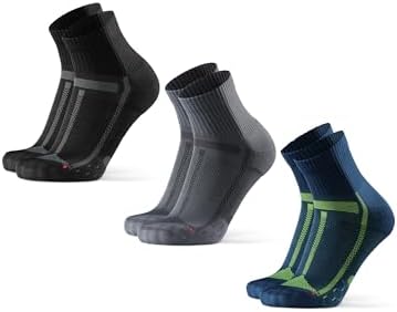 DANISH ENDURANCE Quarter Laufsocken, Leichte Kompression, 3 Paar | Knöchelhohe Sportsocken, Gepolstert & Atmungsaktiv mit leichter Kompression für Langstreckenläufe & Training, Uni