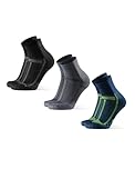 DANISH ENDURANCE Cushioned Running Socks for Long Distances, Anti-Blister, for Men & Women, Unisex, 3 or 5 Pack, Multicolour (1 x Black/Grey, 1 x Grey/Black, 1 x Blue/Yellow), 9-12