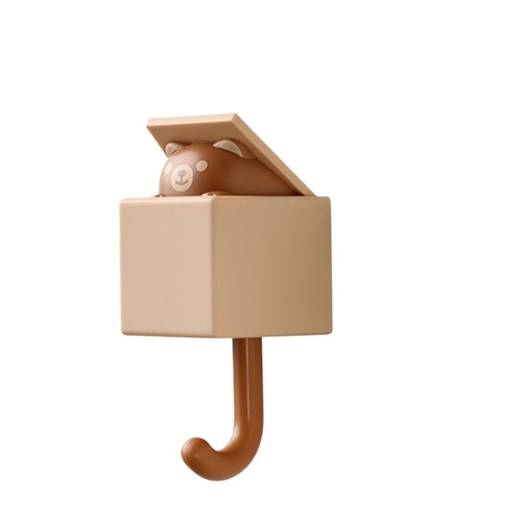 Dazhua Little Brown Bear Cute Cartoon Cat Self-Adhesive Wall Hooks - Hanger Rack For Bedroom, Dorm, Key, Towel, Hat, Umbrella, Coat Organizer(,5Pcs)