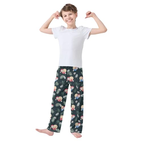 Boys' Pants Christmas Cute Animal Santa Branches Long Bottoms Jogger Pants Elastic Waist Trousers with Pockets S-XL2