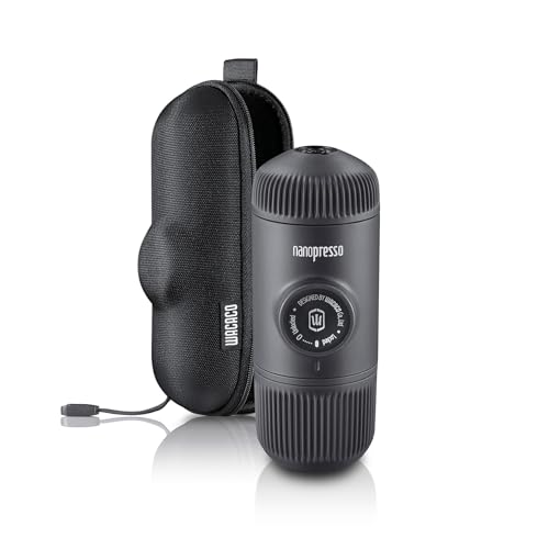 Wacaco Nanopresso Portable Espresso Maker bundled with Nanopresso Protective Case, Upgrade Version of Minipresso, 18 Bar Pressure, Extra Small Travel Coffee Maker, Manually Operated