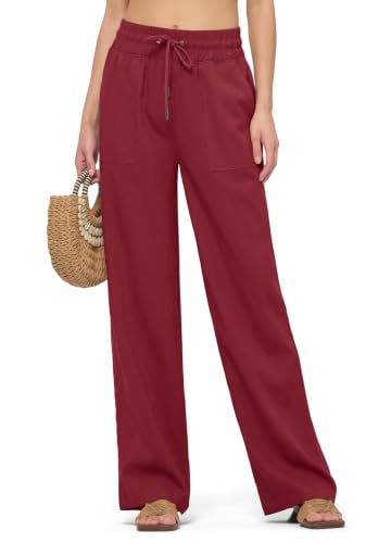 Image of Willit Women Linen Pants Wide Leg Palazzo Trousers 29 inch /31 inch / 33 inch