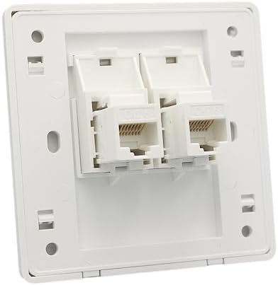 BeisDirect CAT6 Gigabit Network Socket, 86x86mm Ethernet RJ45 LAN Cable Faceplate Networking Port Dual-Pass Socket Box for Ethernet Cable Installation Female To Female Internet Outlet (LAN x 2, White)