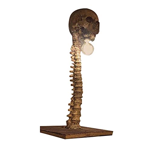 Prevessel Lampe squelette 3D LED en résine faite à la main pour Halloween, décoration de maison hantée, accessoire de tête de mort