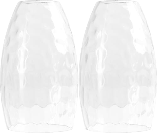 GO&SO 2-Pack Hand Blown Water Ripple Art Glass Lamp Shade for Light Replacement, 7.8"H,1.57" Fitter,E26 Base, Oval Glass Light Shade Cover, for Kitchen Island Mini Pendant Light/Table Lamp/Chandelier