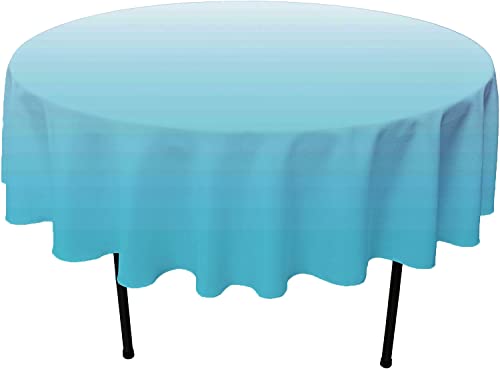 Ombre Round Tablecloths, Waterproof And Spill-Proof Washable Polyester Tablecloth, Great For Buffet Tables, Parties, Holiday Dinners And More, D55 Inch Turquoise White #TOP1