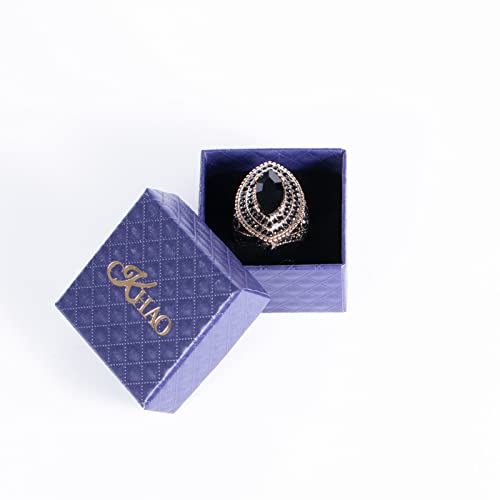 Ckhao Women Ring - Big Size Antique Gold Plated Turkish Style Black Gemstone Vintage Ring Women Jewelry J0769Blk (9) #TOP6