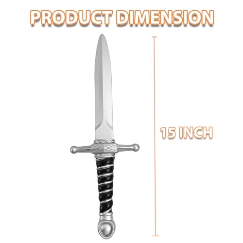 EaciTown Halloween Cosplay Sword 15\" Foam Swords Plastic Medieval Weapon Fake Dagger for Masquerade Cosplay Dagger Sliver