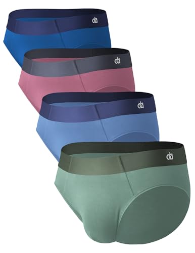 DAVID ARCHY Men's Briefs Rayon Made From Bamboo Soft Seamless Underwear Support Pouch No Fly Briefs for Men 4 Pack