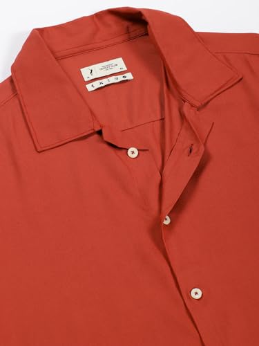 Image of Thomas Scott Men Half Sleeves Camp Collar Oversize Fit Solid Casual Shirt