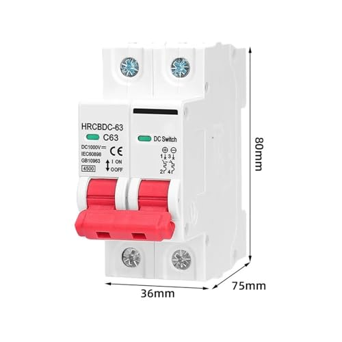 Disyuntor solar contra sobrecargas en paneles fotovoltaicos MCB CC 2P 20A 1000V 2