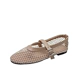 FJIXUO Bailarinas de Rejilla for Mujer, Elegantes, con Encaje Calado, Malla Transpirable for Verano para Presentaciones De Danza(Color 1,Size40)