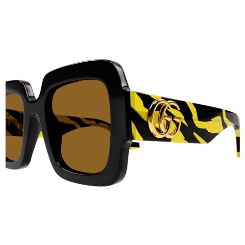 Gucci GG1547S 004 Sunglasses Women's Black/Yellow Pattern/Brown 50mm3