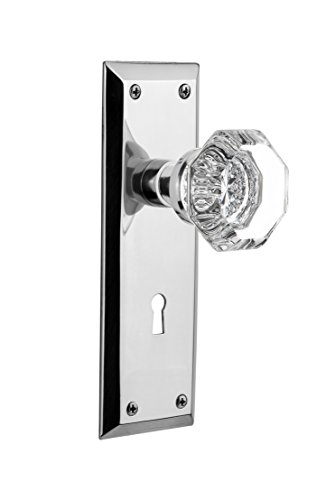 Best Deal Cheap 🛒 Nostalgic Warehouse New York Plate with Keyhole Waldorf Crystal Knob, Mortise - 2.25, Bright Chrome Exclusive Discount 80% Offer Nostalgic Warehouse New York Plate with Keyhole Waldorf Crystal Knob, Mortise - 2.25, Bright Chrome