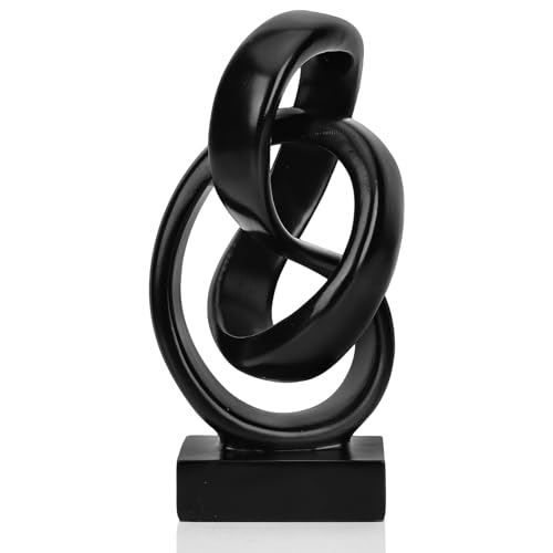 DOVDOV Sculpture Abstraite Noire en Nœud, Décor Géométrique, Pièce Décorative Noire pour Table Basse de Salon ou Étagère, Table Basse de Bureau ou...