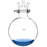 Dinglab Three Necks Glass Reactor 24/40 Round Bottom Lab Reaction Kettle W/3-Neck Lid & Steel Clamp