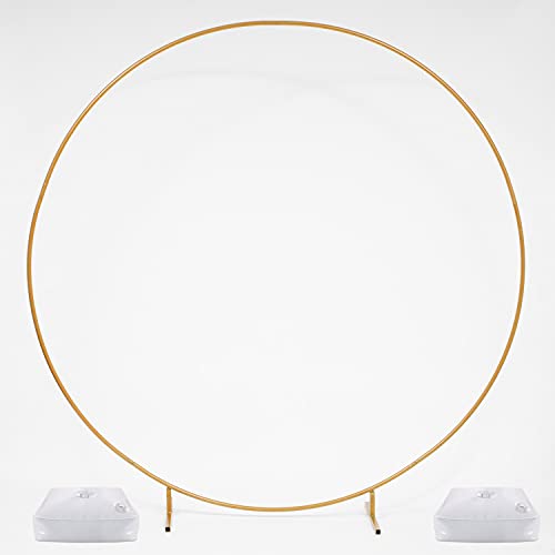 COMEHAPPY 7.2FT Round Wedding Arch, Gold Circle Arch with Stands Metal Hoop for Floral Balloon Garland Birthday Wedding Photo Background Decorations