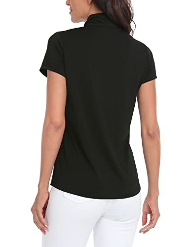 Lrd Women's Golf Polo Shirts Short Sleeve Tennis Shirt Upf 30 Quarter Zip Up Black/Aloha - S #TOP5