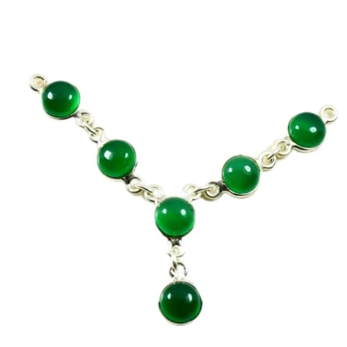 Collier argent sterling 925 femme orné d'une onyx verte naturelle d'exception