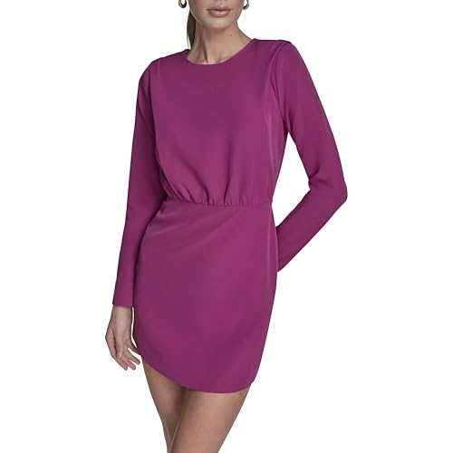 BCBG Women's Long Sleeve High Neck Blouson A-line Mini Dress, Hot Pink