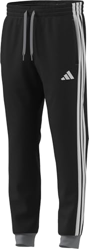 adidas Calça esportiva masculina de tricô, modelagem regular, Melange preta, GG