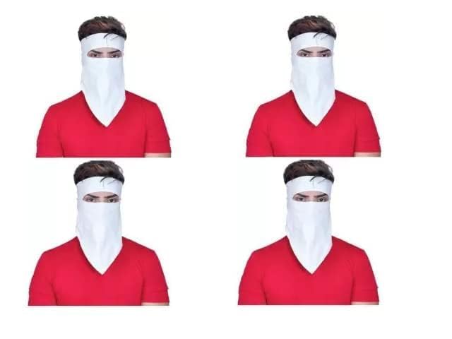 Full Face Cover Handkerchief Mask for Bikers in Riding Rumal Face Mask,Dust,Sun Protection in sport activity (White, 4 Pcs)-picture-48