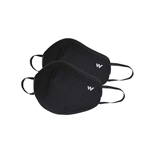 Image of Wildcraft Unisex-Child Polyester SUPERMASK W95+ Reusable Outdoor Respirator 2P : Popcorn : BLK Anthra : S (8903338299936 Small)