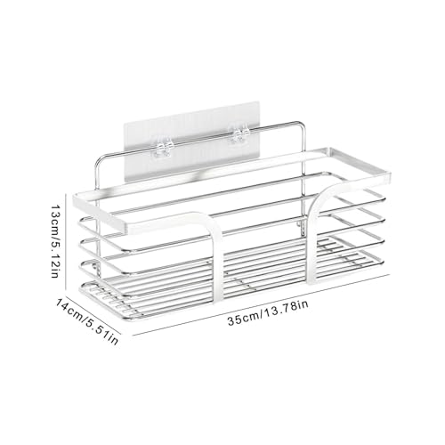 Étagère de douche adhésive en acier inoxydable 35cm sans perçage pour salle de bain - 3
