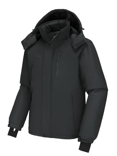 CAMEL CROWN Men's Ski Snow Jacket Waterproof Winter Snow Coat Windproof Warm Fleece Lining Hooded Parka Rain Jacket