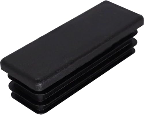 Image of (Pack of 6) Rectangular Plastic Plugs 63 /64 inch x 2-3 /4 inch (25 x 70 mm), Matt Plugs, Rectangular Tube Inserts, Fence Post Caps, Jet Black RAL 9005