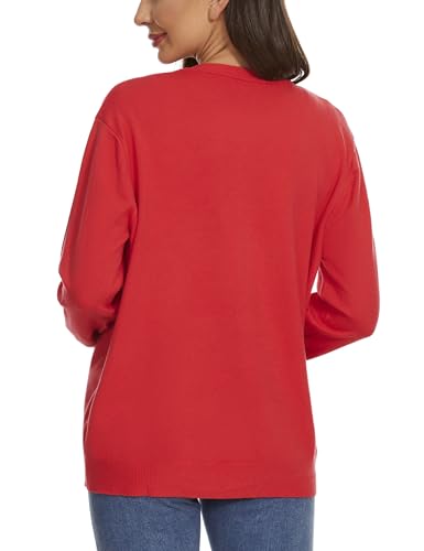 Image of Womens Cardigan Sweaters Basic Button Down Casual Dressy Classic Crewneck Long Sleeve Spring Outfits (S-2XL)