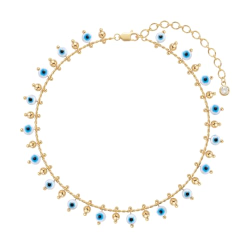Image of MTMY Gold Anklets for Women 14K Gold Plated Tiny Bead Anklet Colorful Tassel Foot Chain Dainty Adjustable Cute Summer Beach Boho Anklets Jewelry Gift