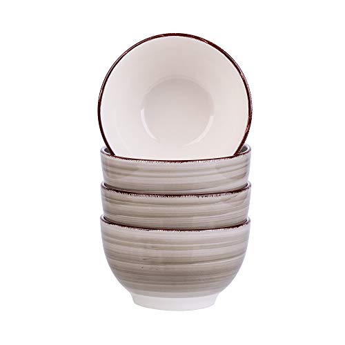 Müslischalen Steingut, Bella 4 teilig Schalen Set, Füllmenge 750 ml, Müslischüssel, Müsli Schale, Dessertschale, Snackschale, Eisschale,