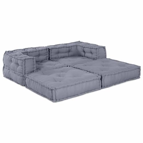 Sofá modular gris 2 piezas tela 140x70x56 cm para cojines de salón 2