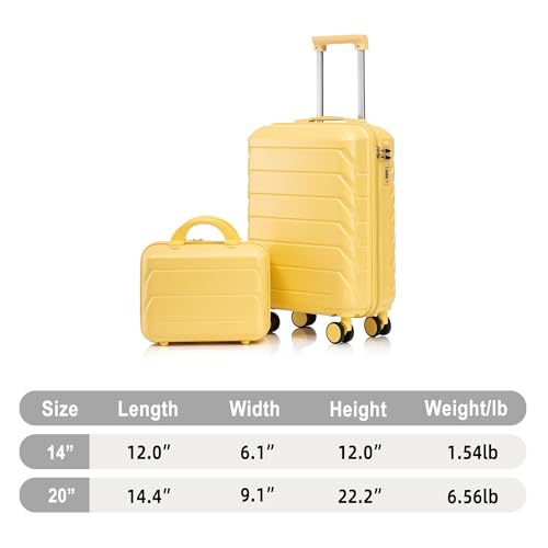 Image of Hardshell Luggage, Lightweight Durable ABS Suitcase with Spinner Wheel, 14 /20