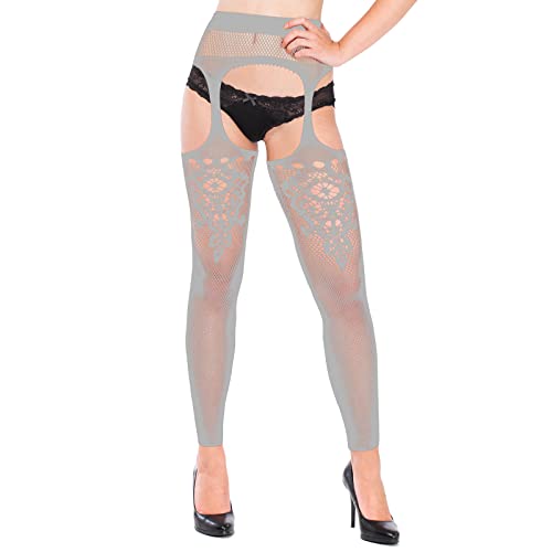 Image of Skylety 6 Pairs Fishnet Stockings for Women Plus Size Thigh-high Tights Stockings Suspender Pantyhose Garter Belts(Medium-large,Assorted Color)