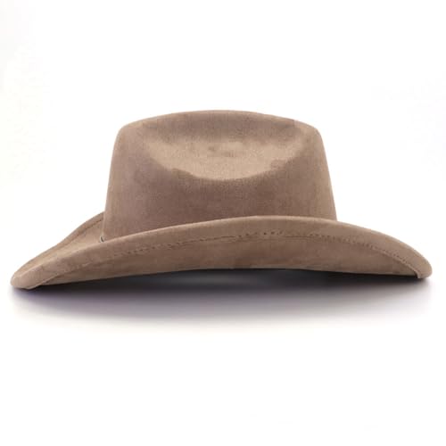 Image of Cowboy Hat Cowgirl Hat Men's & Women's Wide Brim Felt Fedora Hat with Buckle Belt Western Cowboy Hat for Women