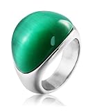 Aotiwe Anillo Fiancaille Hombre, Anillo Vintage Hombre Anillo Vintage De Piedras Preciosas Grandes Acero Inoxidable, 54, Acero inoxidable, Ópalo