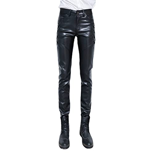 Pantalon skinny en cuir PU homme motard mode collège et clubbing
