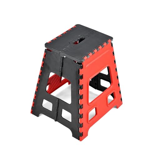 Image of U-MAX 18 INch Folding Step Stool, Portable, Heavy Duty Plastic with Anti-Slip Surface Space-Saving Foldable Stool for Kids & Adults (Red-Black)