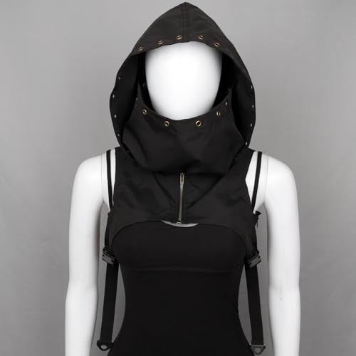 keland Mittelalter Kapuze Einzeln Gothic Gugel Halloween Umhang mit Kapuze für Damen Herren (Z-Schwarz)
