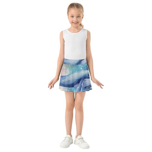 Athletic Shorts for Girls Skorts Tennis Skirts Toddler Dance Golf School Skirt Galaxy Whales Rainbow 3t3