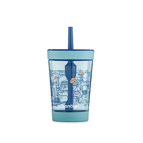 Contigo Spill-Proof Kids Tumbler with Straw 14 Oz, Agave with Zoo Animals - Thumbnail 5