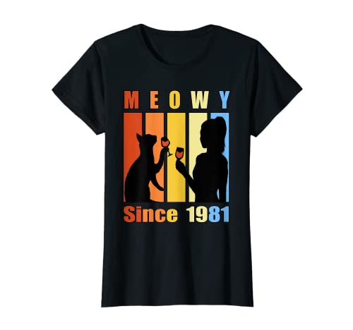Femme Meowy 41st Birthday Cat Girl 401 Years Old T-Shirt