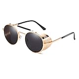 Dollger Steampunk Style Round Vintage Sunglasses Retro Eyewear UV400 Protection for Men Women