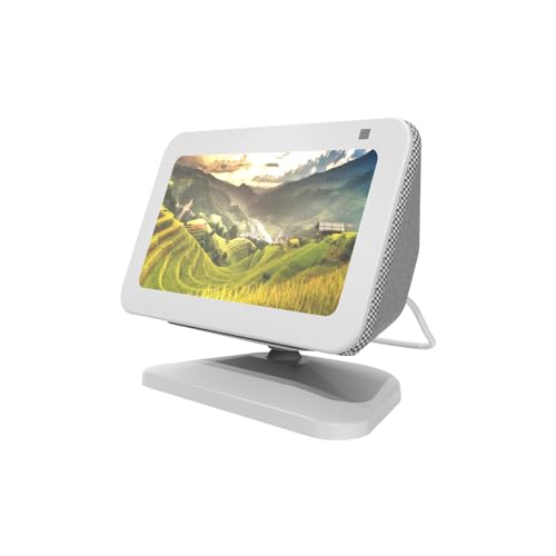Lutree Soporte Regulable para Echo Show 5 (3ª generación), 360 Grados Giratorio Magnético Aluminio Montaje Soporte, Portátil Base Antideslizante con Función de Inclinación | Blanco